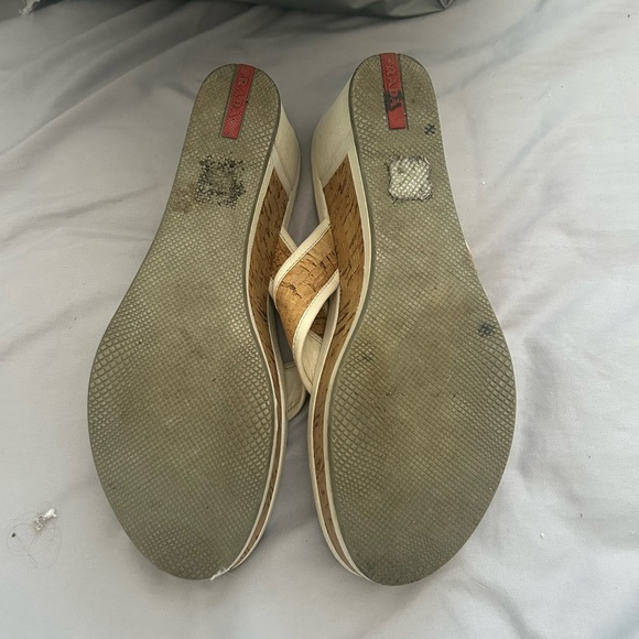 Prada Women's Cream and Brown Cork Sandals - Picture 7 of 7